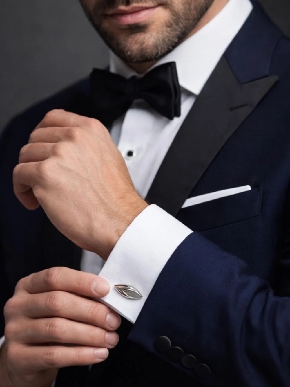 VTG SWANK Silver Art Deco Cufflinks Wedding Groom Tuxedo Prom Minimalist Formal